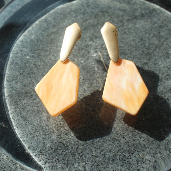 New Geometric Earrings Peach Dangle Fashion Drop - Picture 4 of 7